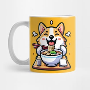 cute corgi eating ramen Mug